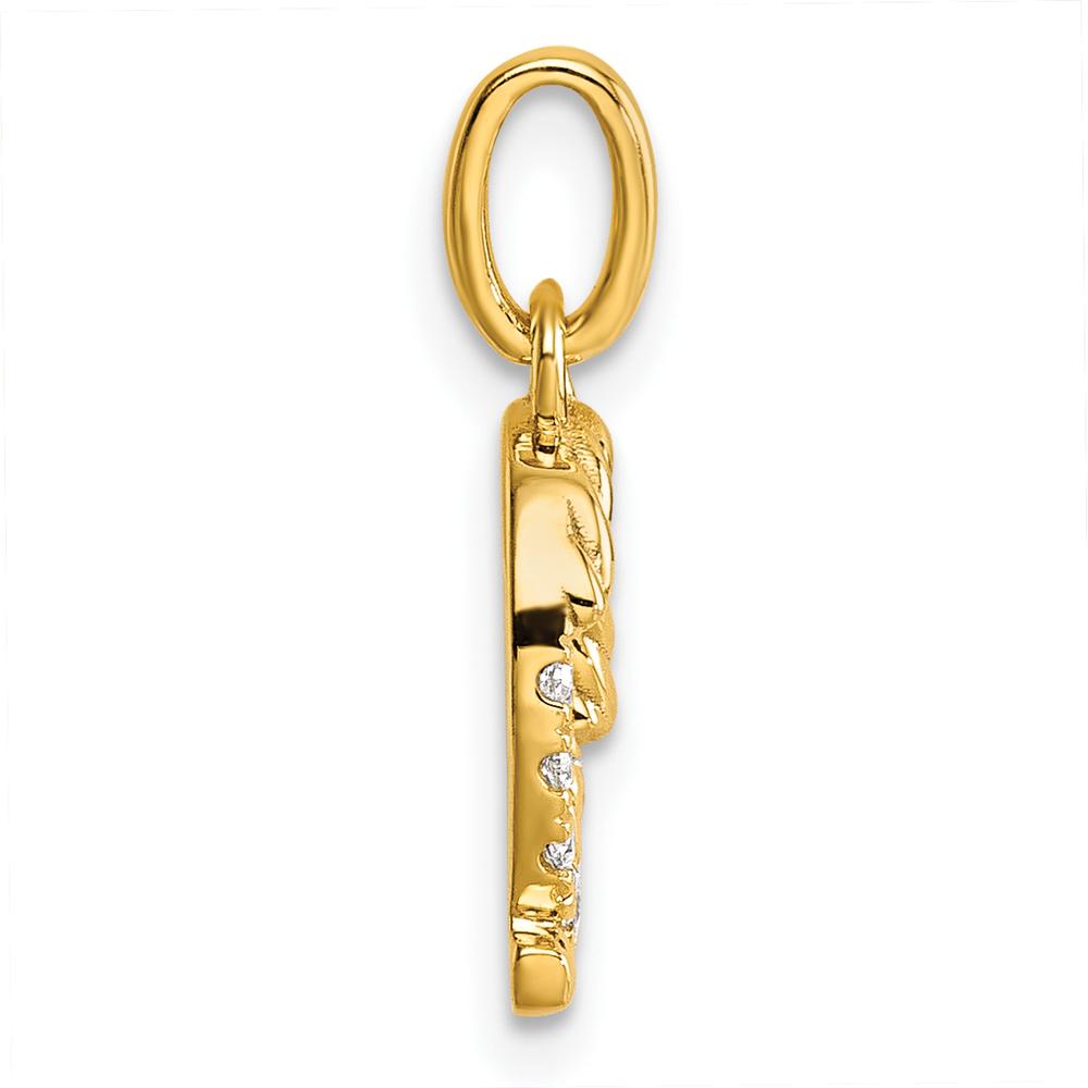 14K Yellow Gold Twisted Diamond Initial Q Charm - 0.07 Carat Total Diamond Weight by Oro Pregiato