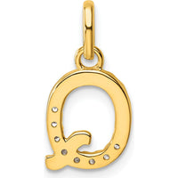 14K Yellow Gold Twisted Diamond Initial Q Charm - 0.07 Carat Total Diamond Weight by Oro Pregiato