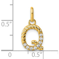 14K Yellow Gold Twisted Diamond Initial Q Charm - 0.07 Carat Total Diamond Weight by Oro Pregiato