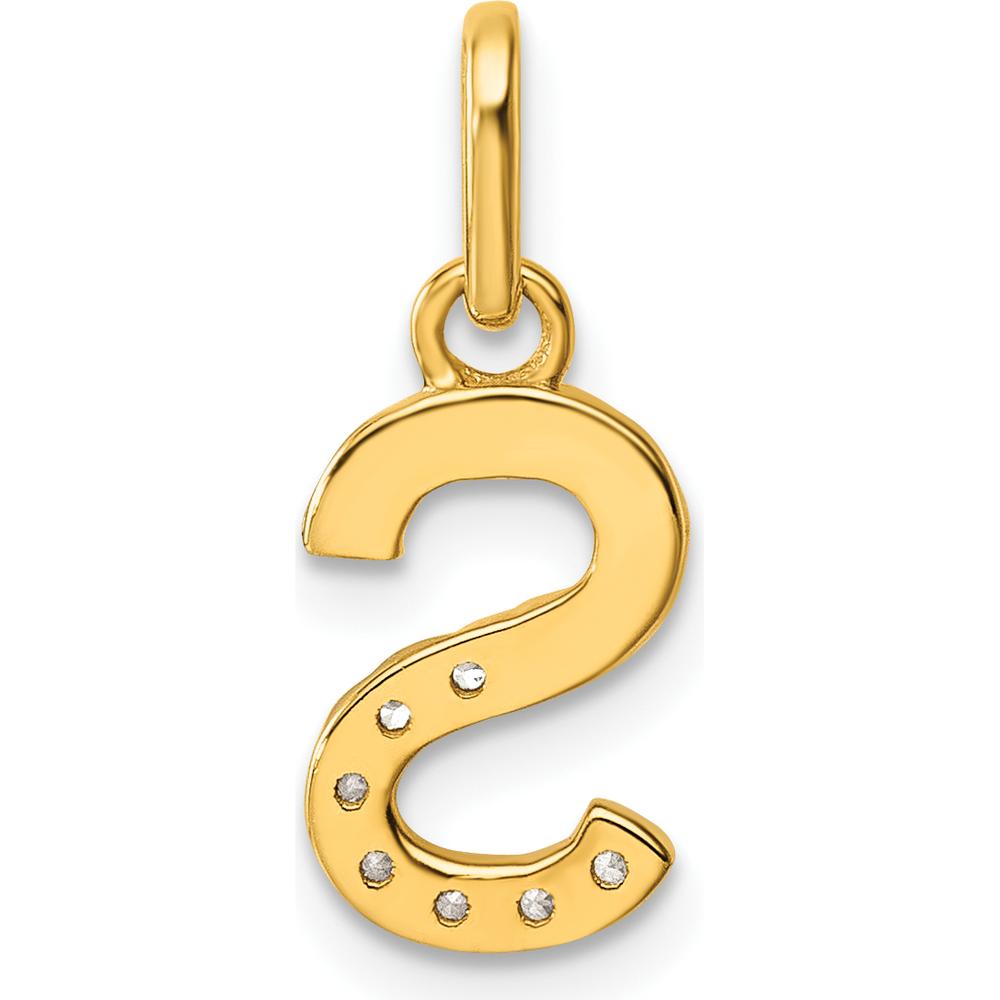 14K Yellow Gold Twisted Diamond Initial S Pendant Charm with 0.07 Carat Total Diamond Weight by Oro Pregiato