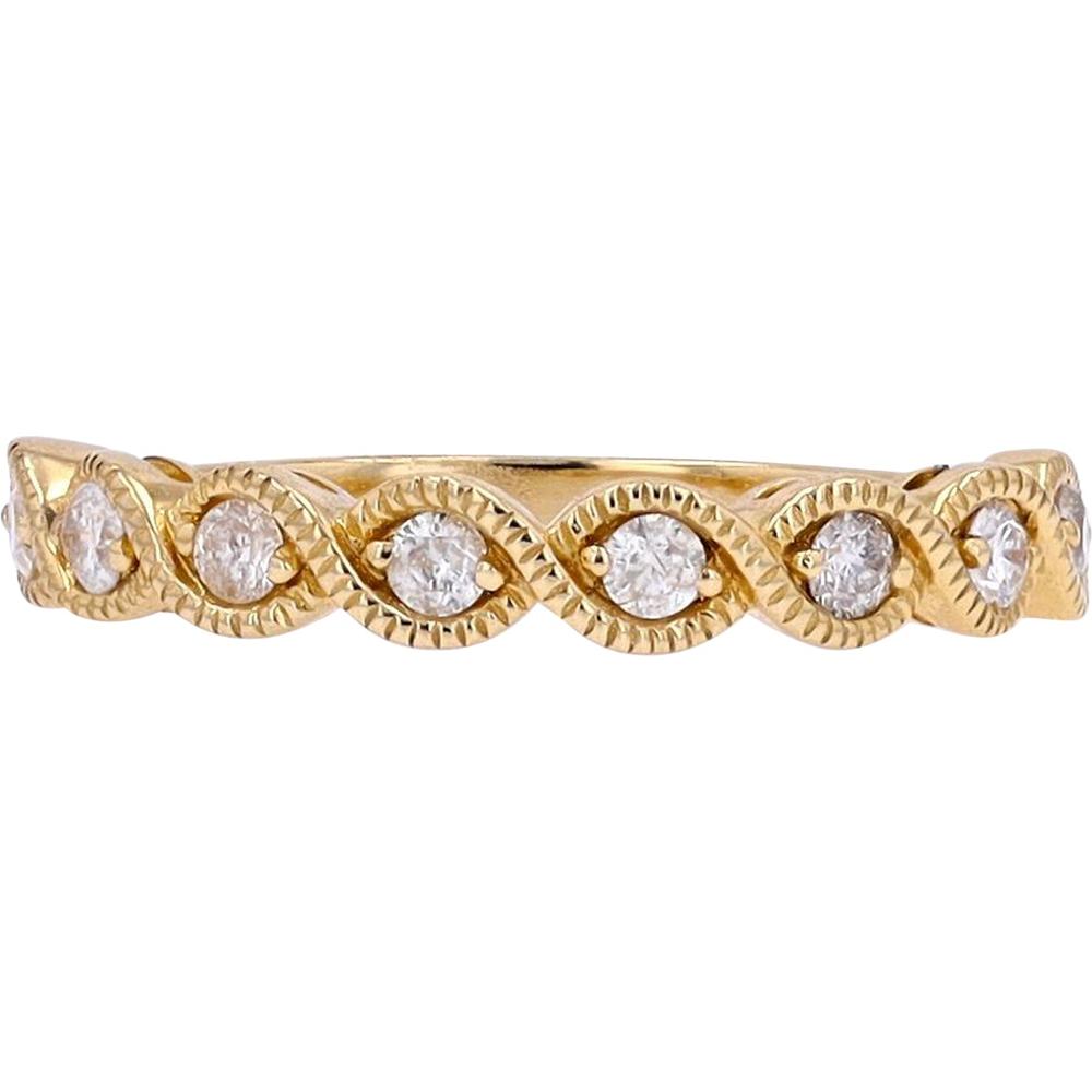 14K Yellow Gold Twisted Diamond Stackable Band - 0.25 Carat Total Diamond Weight