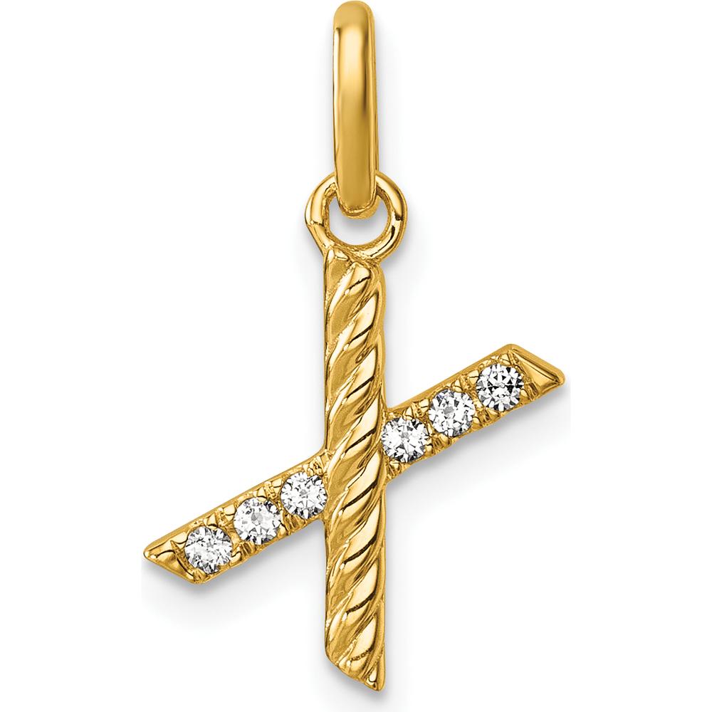 14K Yellow Gold Twisted Diamond X Charm with 0.05 Carat Total Diamond Weight by Oro Pregiato