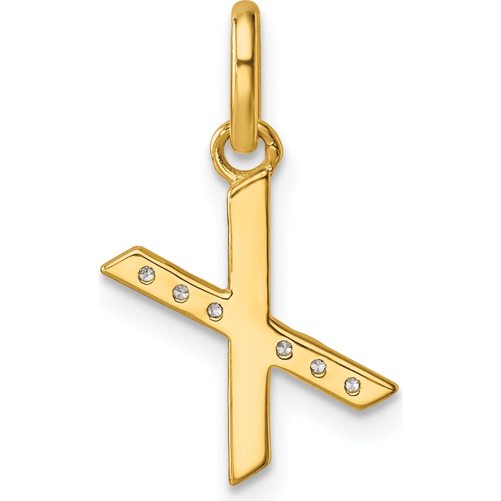 14K Yellow Gold Twisted Diamond X Charm with 0.05 Carat Total Diamond Weight by Oro Pregiato