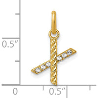 14K Yellow Gold Twisted Diamond X Charm with 0.05 Carat Total Diamond Weight by Oro Pregiato