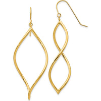14K Yellow Gold Twisted Drop Earrings - Elegant Dangle Design with Polished Finish by 0