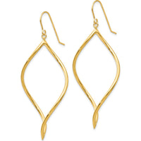 14K Yellow Gold Twisted Drop Earrings - Elegant Dangle Design with Polished Finish by 0