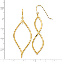 14K Yellow Gold Twisted Drop Earrings - Elegant Dangle Design with Polished Finish by 0
