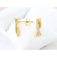 14K Yellow Gold Twisted Drop Earrings with Bezel and Prong-Set Round Diamonds - 0.20 Carat Total Diamond Weight - Royal Jewelry