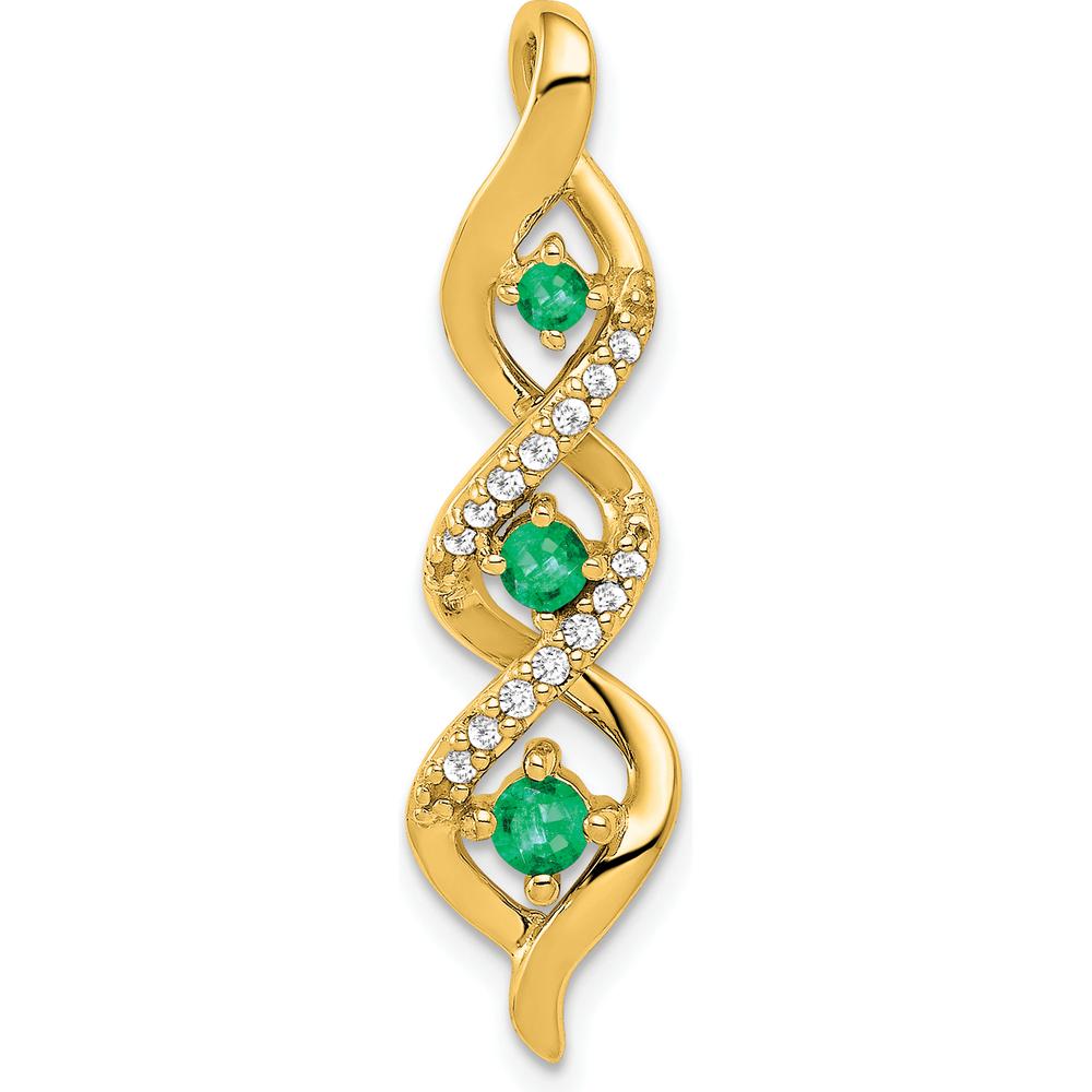 14K Yellow Gold Twisted Emerald and Diamond Pendant - 0.32 Carat Total Gem Weight by Lumare Gioia