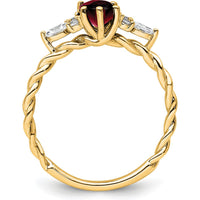 14K Yellow Gold Twisted Garnet and Diamond Ring with Oval Garnet - 1.42 Carat Total Gemstone Weight by 0