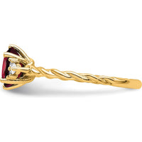 14K Yellow Gold Twisted Garnet and Diamond Ring with Oval Garnet - 1.42 Carat Total Gemstone Weight by 0