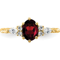 14K Yellow Gold Twisted Garnet and Diamond Ring with Oval Garnet - 1.42 Carat Total Gemstone Weight by 0