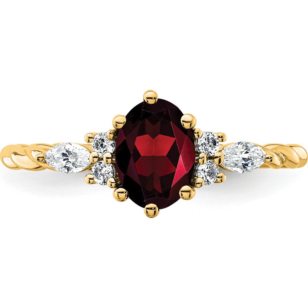 14K Yellow Gold Twisted Garnet and Diamond Ring with Oval Garnet - 1.42 Carat Total Gemstone Weight by 0