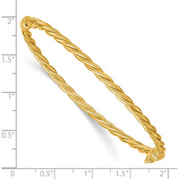 14K Yellow Gold Twisted Hinged Oval Bangle Bracelet with Box Clasp by Oro Pregiato