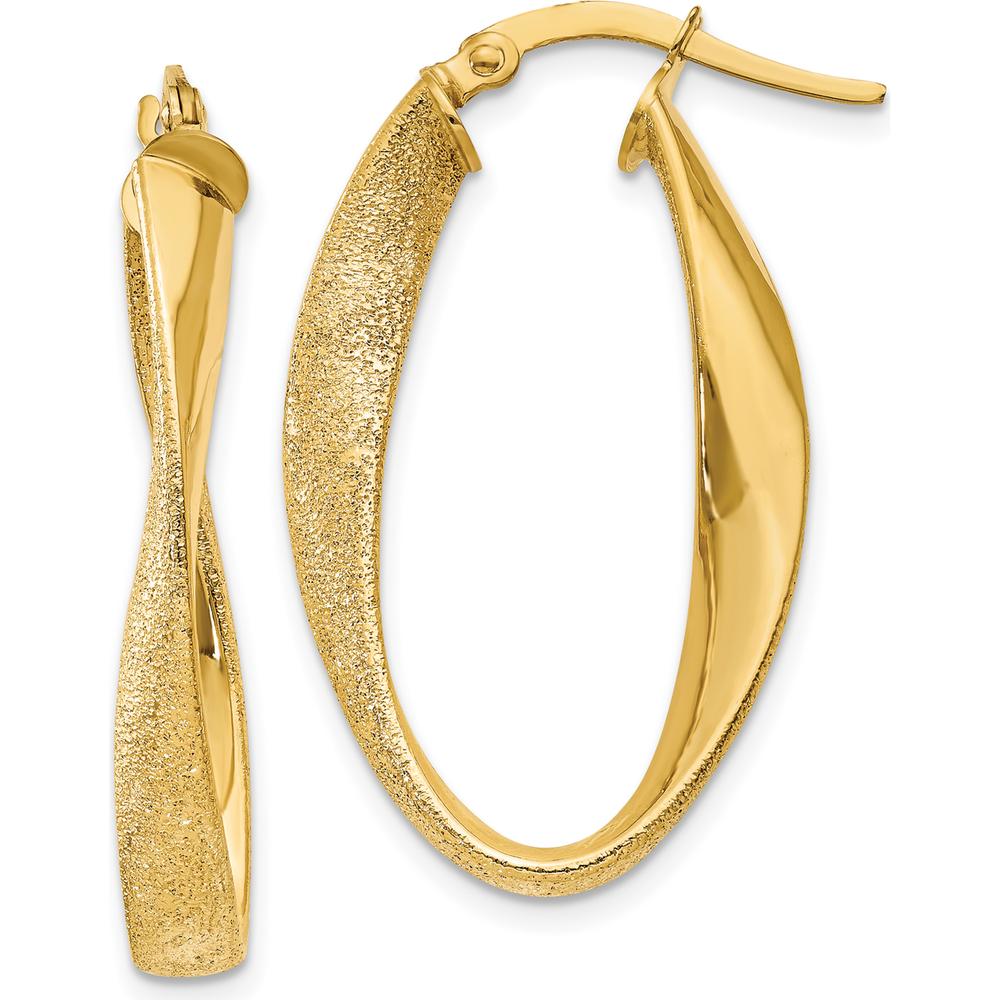 14K Yellow Gold Twisted Hoop Earrings - 10mm Length by Oro Pregiato