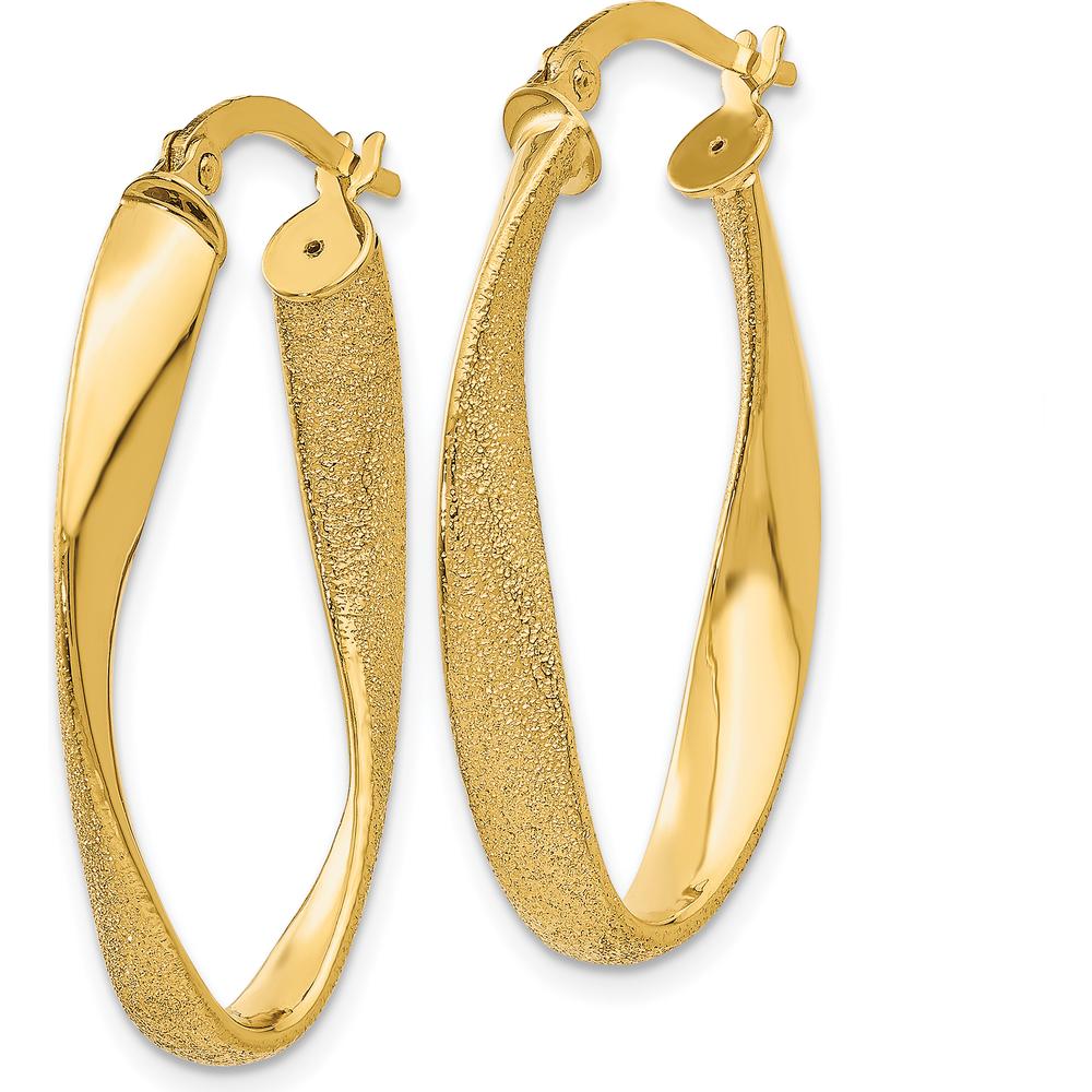 14K Yellow Gold Twisted Hoop Earrings - 10mm Length by Oro Pregiato