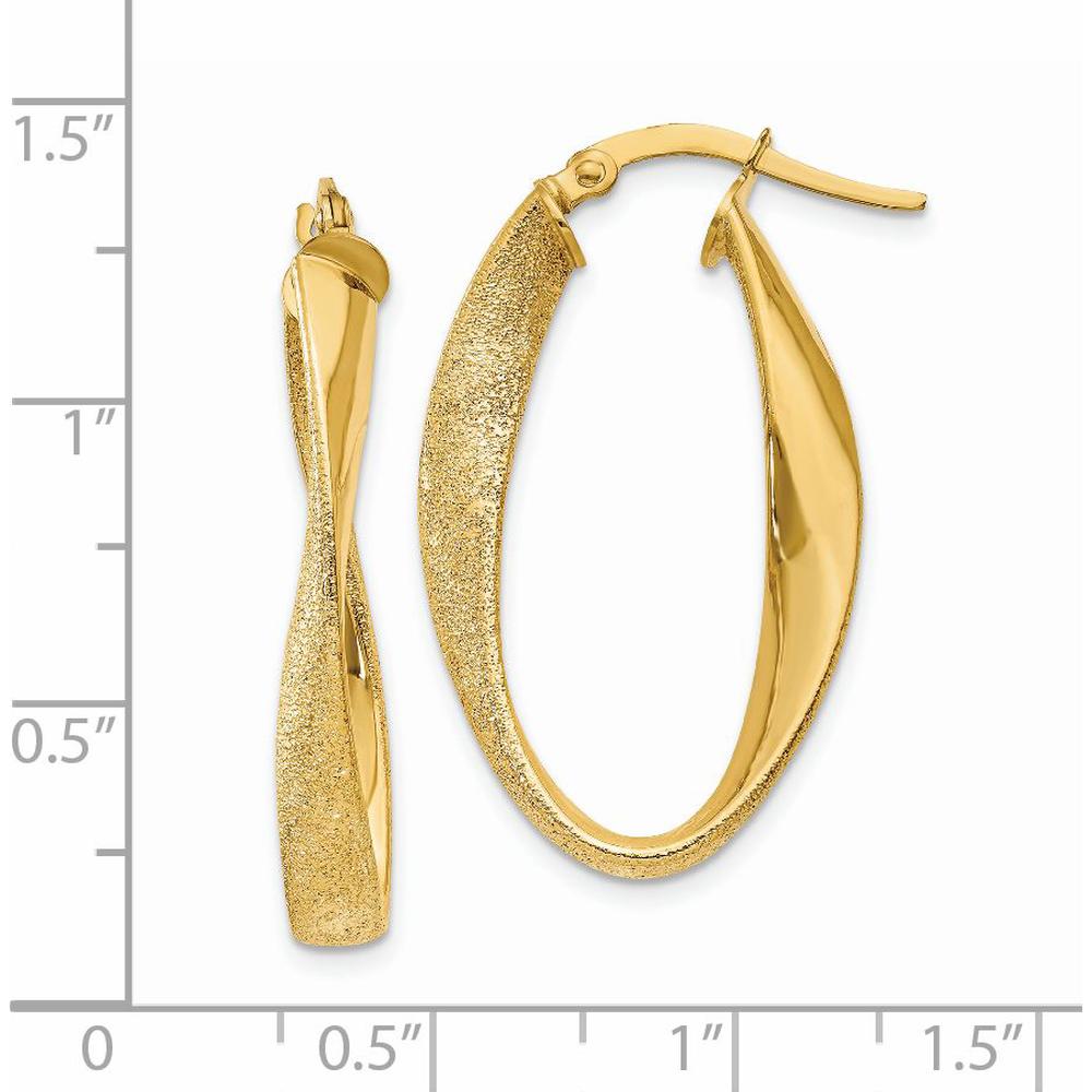14K Yellow Gold Twisted Hoop Earrings - 10mm Length by Oro Pregiato
