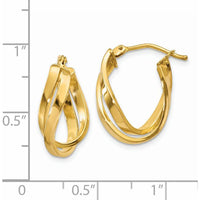 14K Yellow Gold Twisted Hoop Earrings - Polished Finish, 21mm Length by Oro Pregiato