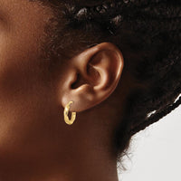 14K Yellow Gold Twisted Hoop Earrings with Polished and Brushed Finish - 16.75mm Length by 0