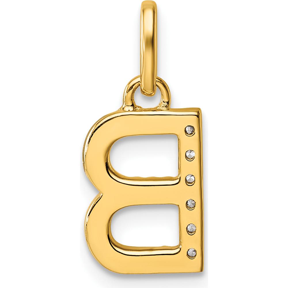 14K Yellow Gold Twisted Initial B Charm with 0.05 Carat Diamond by Oro Pregiato