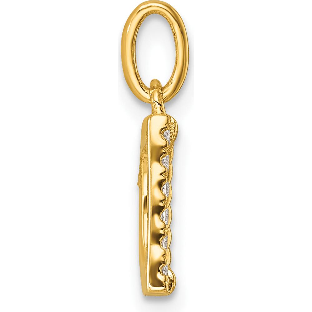 14K Yellow Gold Twisted Initial D Pendant with 0.05 Carat Diamond Accent by Oro Pregiato