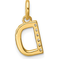 14K Yellow Gold Twisted Initial D Pendant with 0.05 Carat Diamond Accent by Oro Pregiato