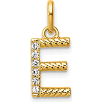 14K Yellow Gold Twisted Initial E Charm with Diamonds - 0.05 Carat Total Diamond Weight by Oro Pregiato