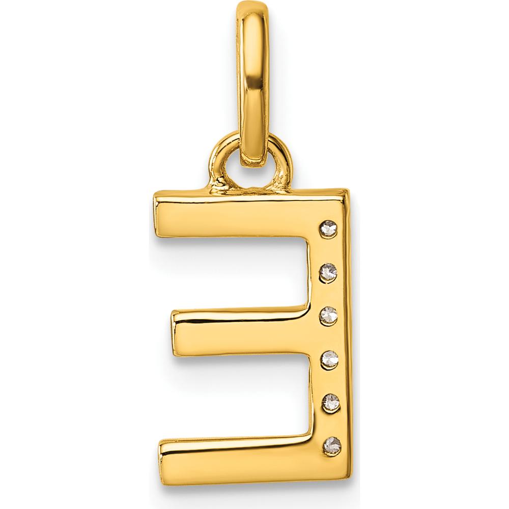 14K Yellow Gold Twisted Initial E Charm with Diamonds - 0.05 Carat Total Diamond Weight by Oro Pregiato