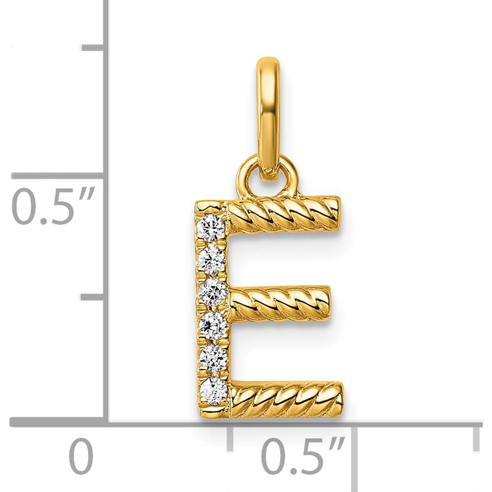 14K Yellow Gold Twisted Initial E Charm with Diamonds - 0.05 Carat Total Diamond Weight by Oro Pregiato