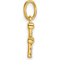 14K Yellow Gold Twisted Initial F Pendant with 0.05 Carat Diamonds by Oro Pregiato