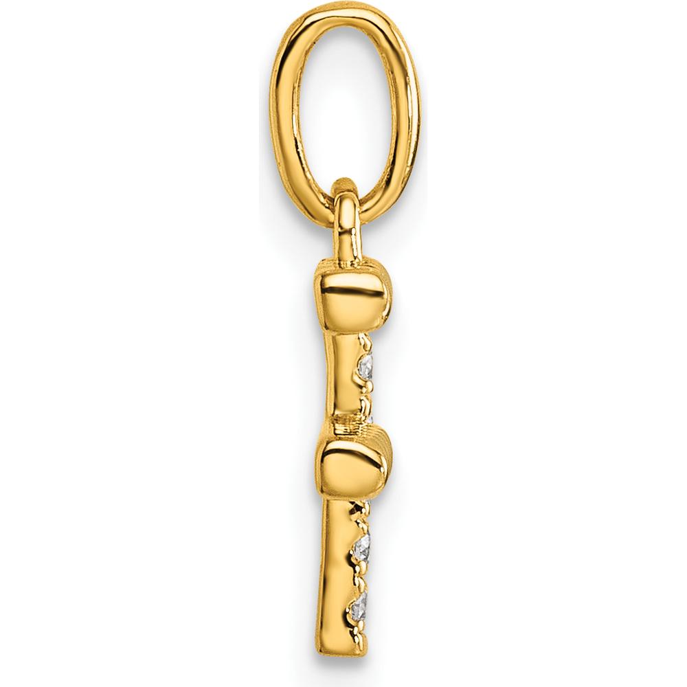 14K Yellow Gold Twisted Initial F Pendant with 0.05 Carat Diamonds by Oro Pregiato