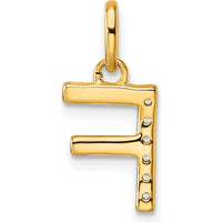 14K Yellow Gold Twisted Initial F Pendant with 0.05 Carat Diamonds by Oro Pregiato