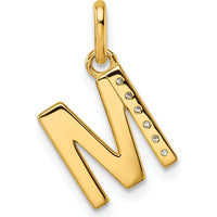 14K Yellow Gold Twisted Initial M Pendant with Diamond Accents - 0.05 Carat Total Diamond Weight by Oro Pregiato