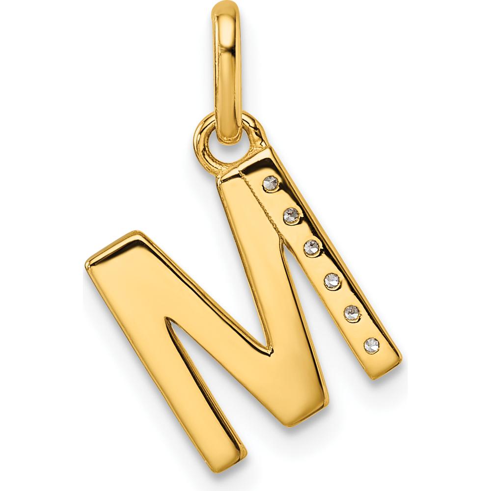 14K Yellow Gold Twisted Initial M Pendant with Diamond Accents - 0.05 Carat Total Diamond Weight by Oro Pregiato