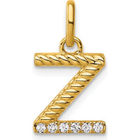 14K Yellow Gold Twisted Initial Z Pendant with Diamonds - 0.05 Carat Total Diamond Weight by Oro Pregiato