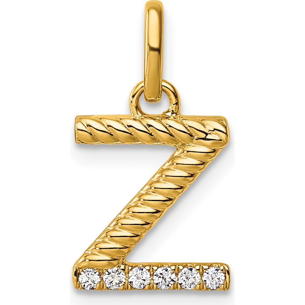 14K Yellow Gold Twisted Initial Z Pendant with Diamonds - 0.05 Carat Total Diamond Weight by Oro Pregiato