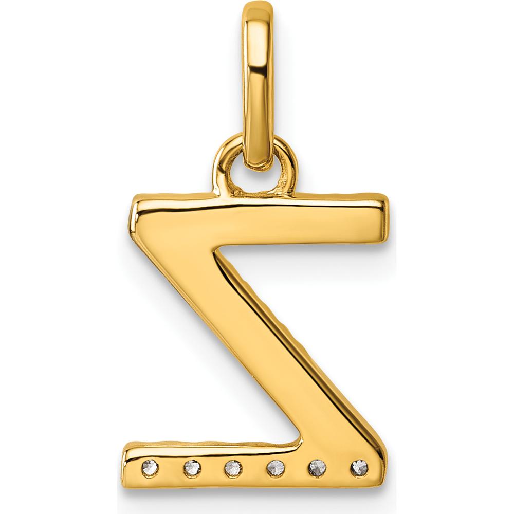 14K Yellow Gold Twisted Initial Z Pendant with Diamonds - 0.05 Carat Total Diamond Weight by Oro Pregiato