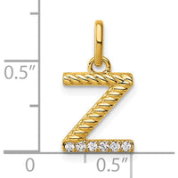 14K Yellow Gold Twisted Initial Z Pendant with Diamonds - 0.05 Carat Total Diamond Weight by Oro Pregiato