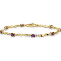 14K Yellow Gold Twisted Link Bracelet with Oval Rubies and Diamond Accents - 0.22 Carats Ruby Weight, 0.01 Carats Total Diamond Weight by Monteluci Fine Jewelry
