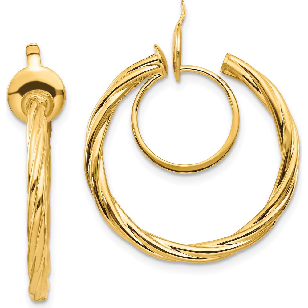 14K Yellow Gold Twisted Non-Pierced Hoop Earrings - 24mm by Oro Pregiato