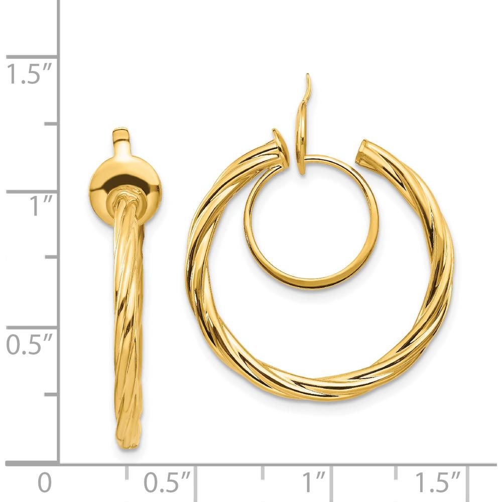 14K Yellow Gold Twisted Non-Pierced Hoop Earrings - 24mm by Oro Pregiato