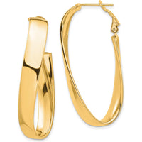 14K Yellow Gold Twisted Omega Back Large Hoop Earrings by Oro Pregiato