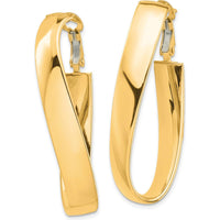 14K Yellow Gold Twisted Omega Back Large Hoop Earrings by Oro Pregiato