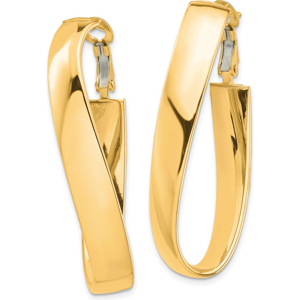 14K Yellow Gold Twisted Omega Back Large Hoop Earrings by Oro Pregiato