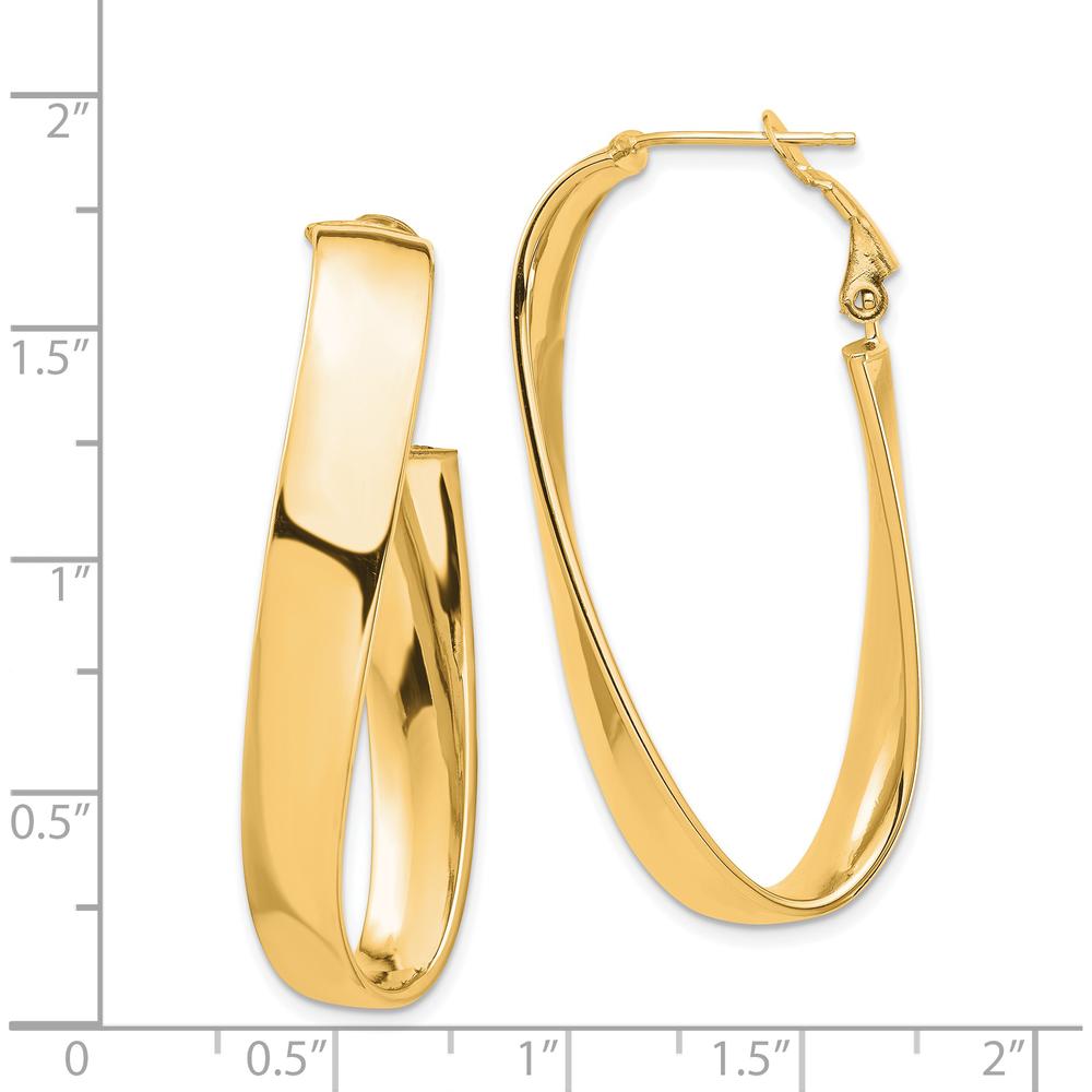14K Yellow Gold Twisted Omega Back Large Hoop Earrings by Oro Pregiato