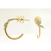 14K Yellow Gold Twisted Open Hoop Earrings with Pavé-Set Round Diamonds - 0.10 Carat Total Diamond Weight - Royal Jewelry