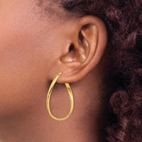 14K Yellow Gold Twisted Oval Hoop Earrings - 18mm Length, 3mm Width by Oro Pregiato