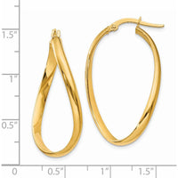 14K Yellow Gold Twisted Oval Hoop Earrings - 18mm Length, 3mm Width by Oro Pregiato