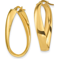 14K Yellow Gold Twisted Oval Hoop Earrings - 6mm Width by Oro Pregiato
