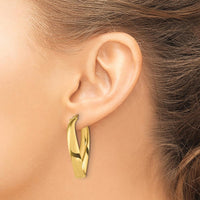 14K Yellow Gold Twisted Oval Hoop Earrings - 6mm Width by Oro Pregiato